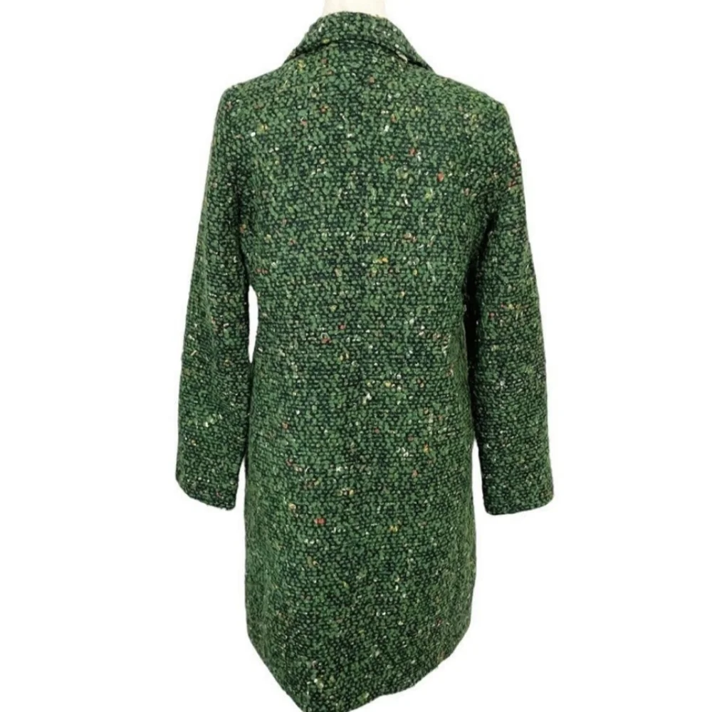 J. Crew Green Daphne Tweed Topcoat Coat Size 0 XS - Picture 6 of 15